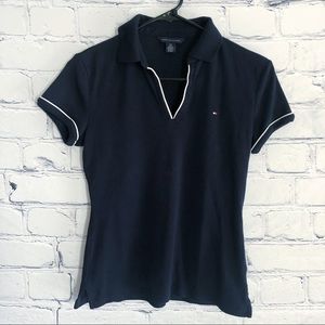 Tommy Hilfiger Navy Buttonless Polo Tee